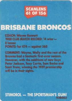 1989 Scanlens #61 Crest - Broncos Back